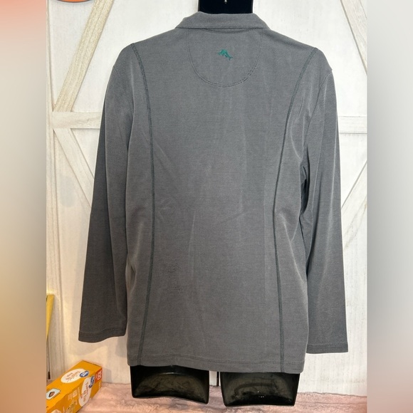 Tommy Bahama Men’s Quar-Zip  Gray Herringbone Stripe Marlin Logo Size M 0008 - Picture 3 of 5
